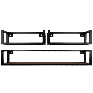 Wandplank Vintage Espresso Mangohout - Set van 3 Groot
