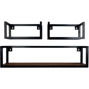 Wandplank Vintage Espresso Mangohout - Set van 3 Klein